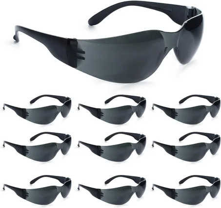 amoolo Gafas de seguridad teñidas a granel de 24, gafas de sol protectoras, lentes de humo oscuro para protección UV, protección ocular resistente a impactos ANSI Z87.1 para trabajo, laborato