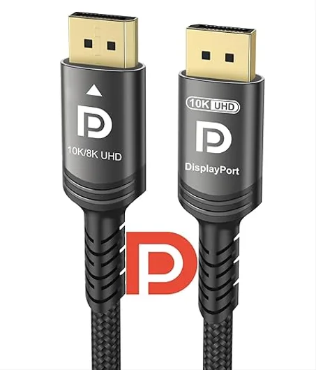 Cable DisplayPort 2.1 10K 8K 54Gbps 6.6 pies, Cable DP a DP Certificado 4K 240Hz 165Hz 144Hz 120Hz 10K 8K 120Hz Trenzado de Nylon UHBR HDCP2.3 FreeSync G-Sync RTX5090 Monitor Gaming PC