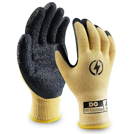 Guantes de Electricista Aislados 400V Resistentes a Alto Voltaje Retardantes de Llama Guantes de Trabajo, Diseño de Textura Antideslizante de Goma Eléctrica para Electricistas Prevenir