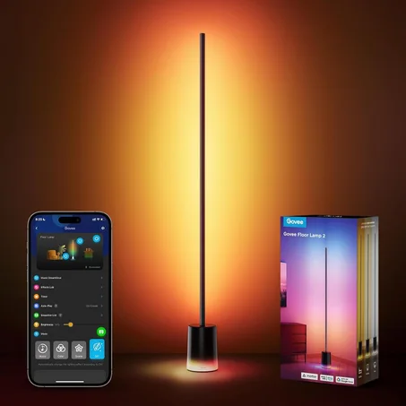 Govee Lámpara de Pie 2 con Matter, RGBIC, LED Blanco Cálido y Frío, Compatible con Alexa, 1725lm, Sincronización de Música, Modos de Escena, Lámpara de Pie Inteligente para Sala de Estar, Dor