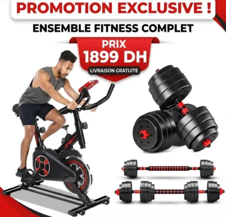Ensemble Polyvalent : Vélo Cardio Professionnel et Kit d’Haltères 20KG – Performance Complète à Domicile