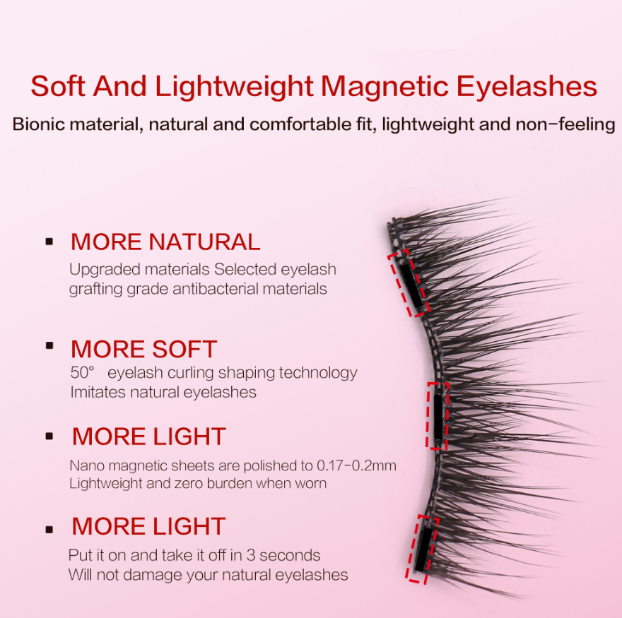 رموش مغناطيسية مع مشبك وفرشاة