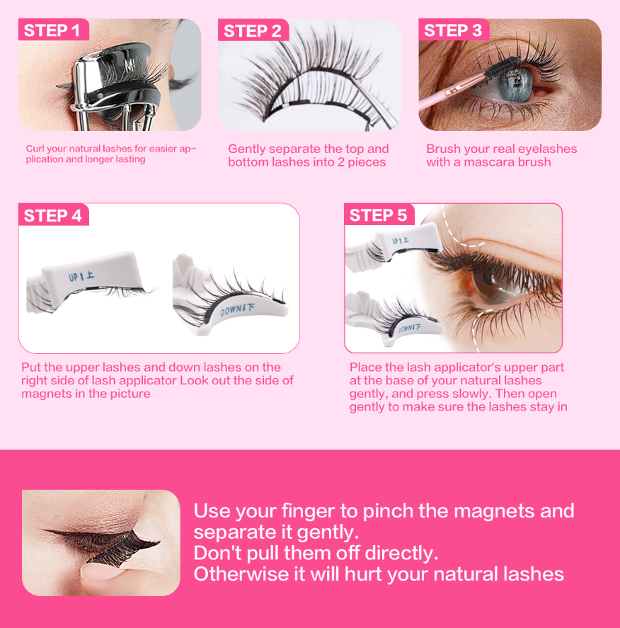 رموش مغناطيسية مع مشبك وفرشاة