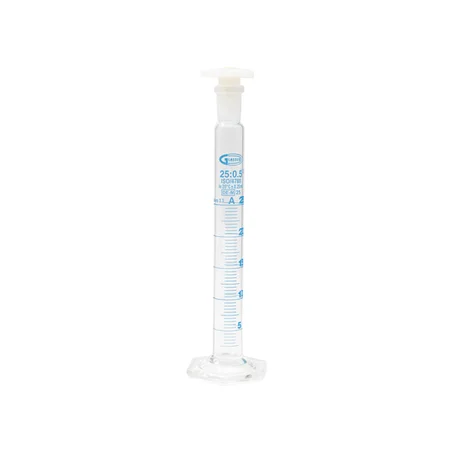 Éprouvette graduée base hexagonale, classe B avec bouchon en plastique