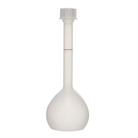 Fiole jaugée en plastique avec bouchon vissant