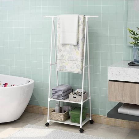 Multi-functional bathroom storage and towel rack