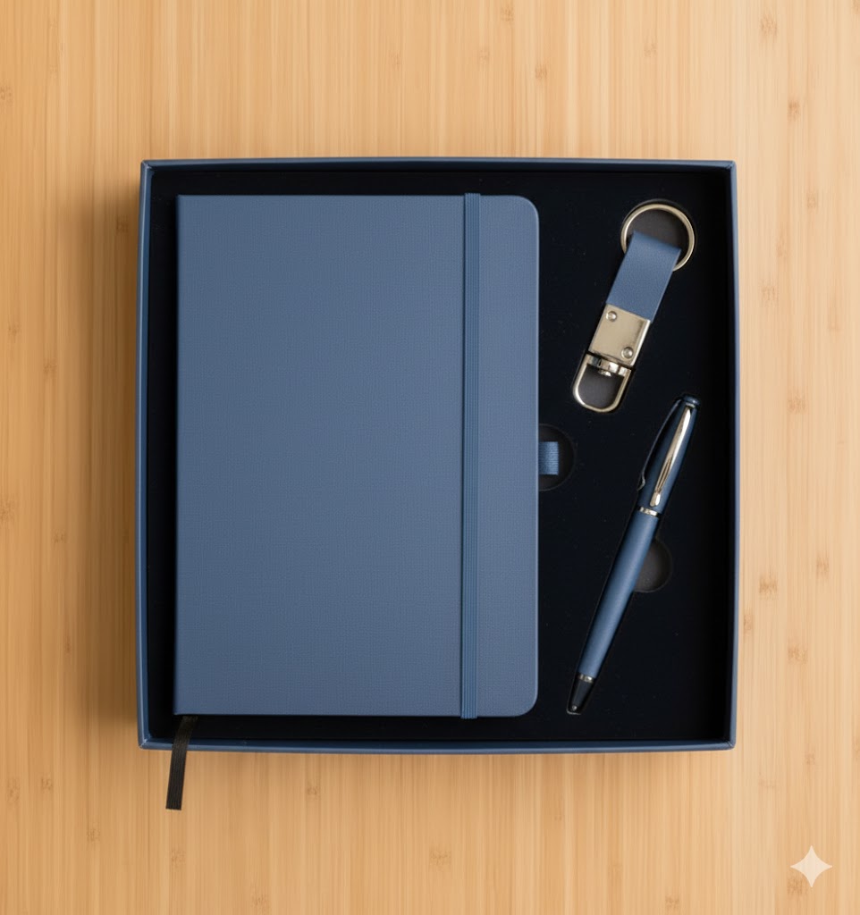 Coffret 3 pièces : Blocnote + Stylo + porte clés  SET5723