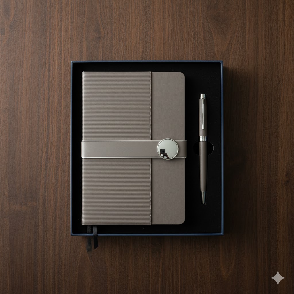 Coffret 2 pièces Notebook stri + stylo  REF7