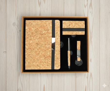 Coffret 4 pièces : Blocnote + Stylo + porte  cartes + porte clés M5724