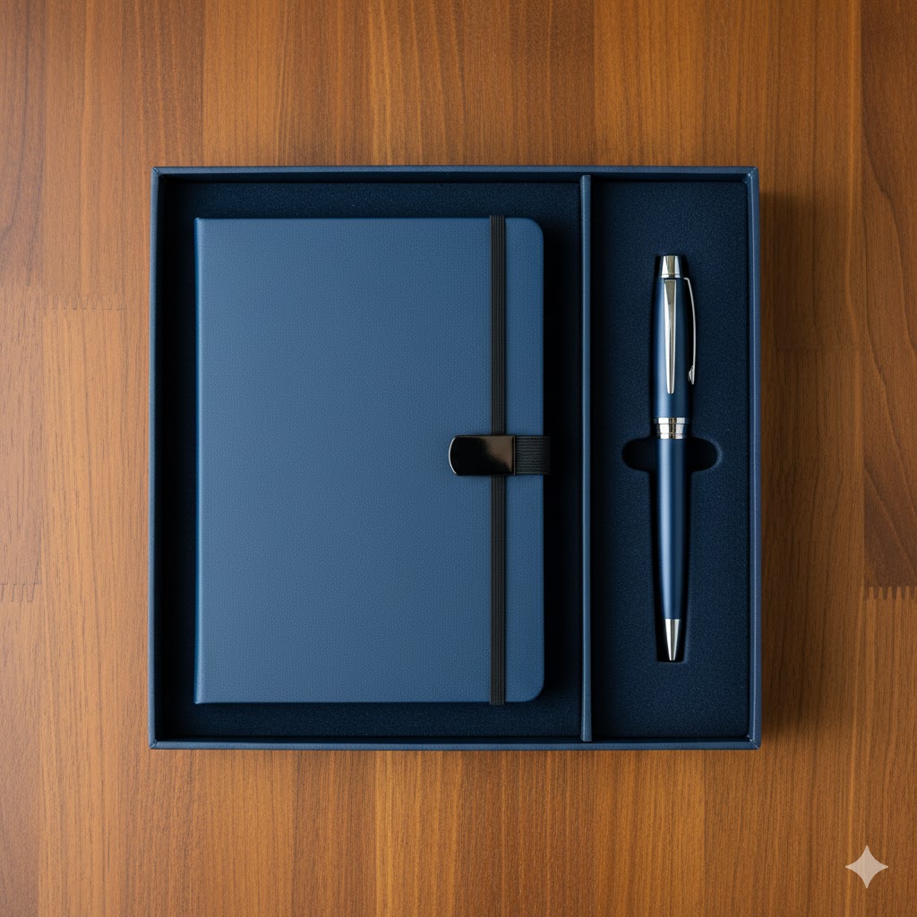 Coffret blocnote strie + stylo N001