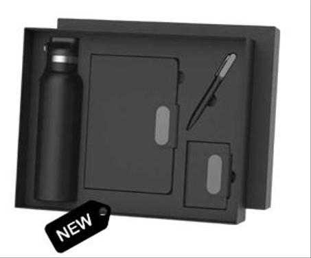 COFFRET (avec styleo, Blocnote, gourde, porte cartes)