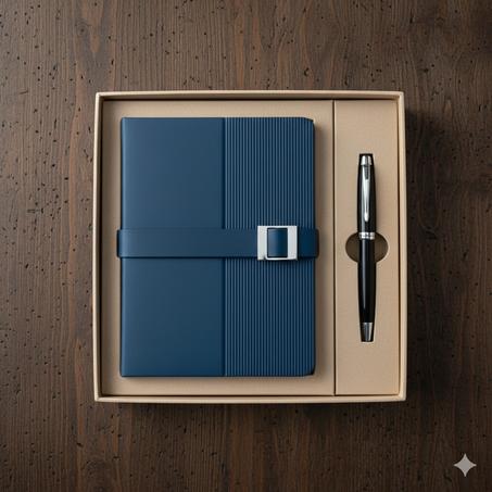 Coffret 2 pièces Notebook stri + stylo REF 4