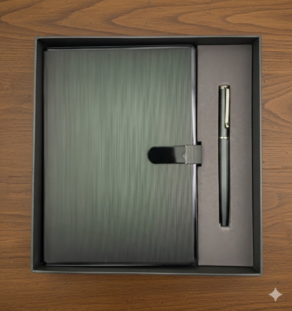 Coffret blocnote strie + stylo N001