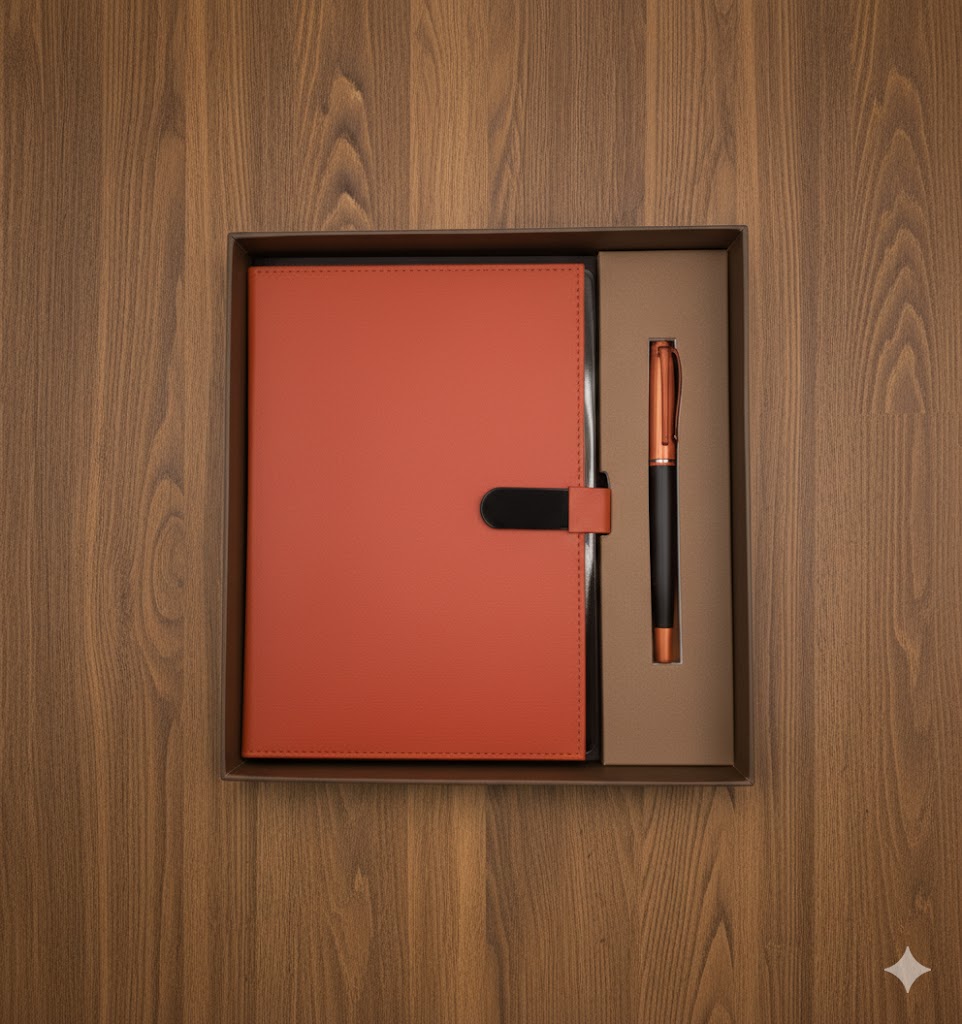 Coffret blocnote strie + stylo N001