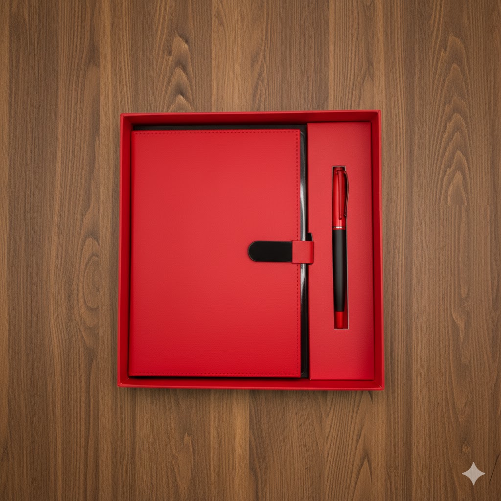 Coffret blocnote strie + stylo N001