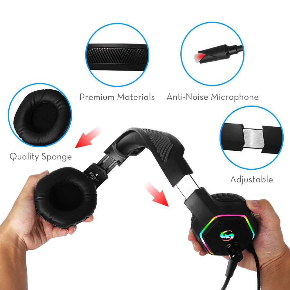 RGB lighting 7.1 channel glowing PS4 gaming headset with 3D stereo sound KUBITE GAMING HEADSET