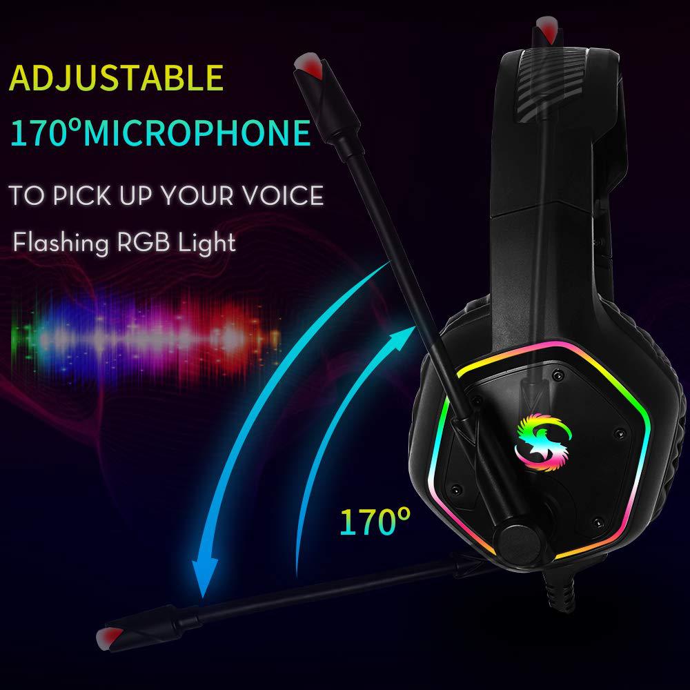 RGB lighting 7.1 channel glowing PS4 gaming headset with 3D stereo sound KUBITE GAMING HEADSET
