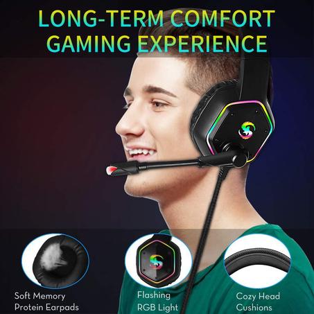 RGB lighting 7.1 channel glowing PS4 gaming headset with 3D stereo sound KUBITE GAMING HEADSET