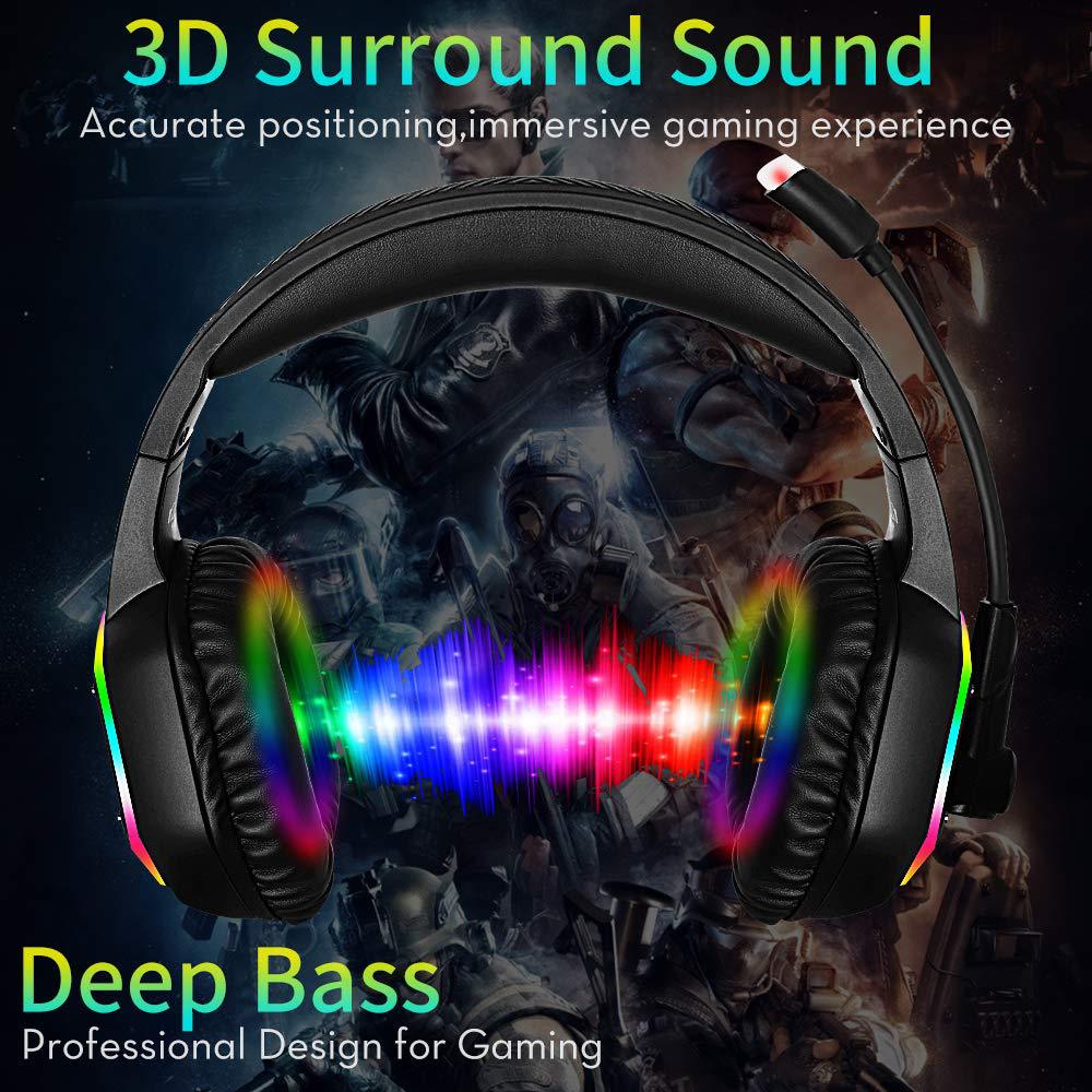 RGB lighting 7.1 channel glowing PS4 gaming headset with 3D stereo sound KUBITE GAMING HEADSET