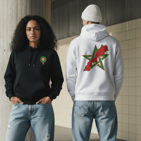 هودي عصري بطرز احترافي لراية المغرب.