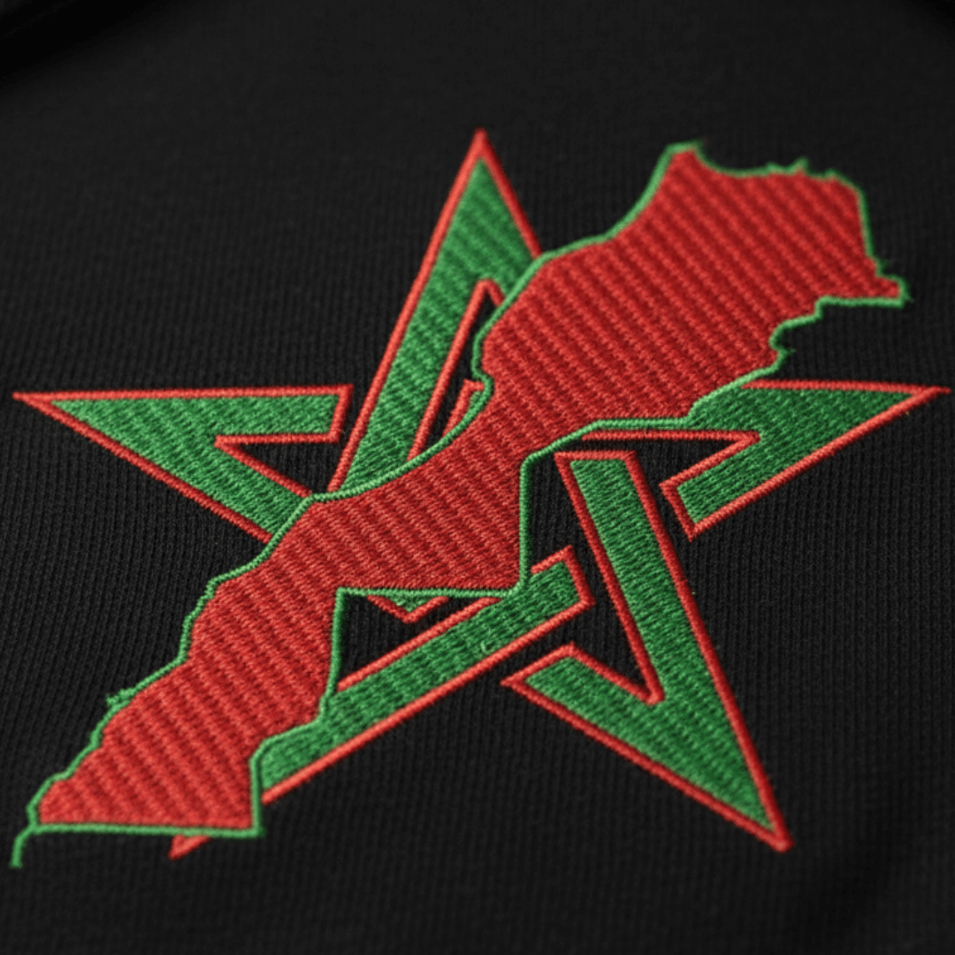 هودي عصري بطرز احترافي لراية المغرب.