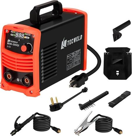 Soldadora inversora IGBT de 200 A - Soldadora portátil de varilla de doble voltaje (110 V/220 V y 240 V) con control sinérgico, pantalla digital, arranque en caliente, fuerza de arco y antiad