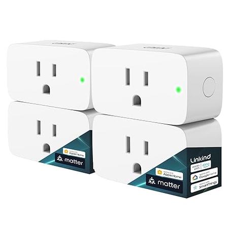 Enchufe inteligente Linkind Matter, compatible con Apple Home, Siri, Alexa, Google Home y SmartThings. Toma de corriente inteligente de 15 A/1800 W máx., automatización del hogar inteligente,