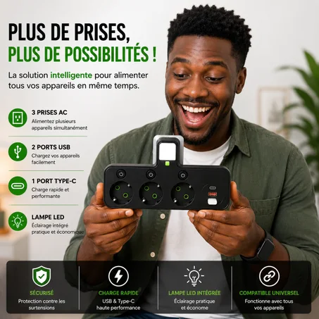 Multiprise Intelligente avec Eclairage LED