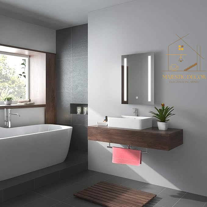 Miroir LED de Salle de Bain 60x80 cm - Anti-Buée, Interrupteur Tactile & Éclairage LED Réglable