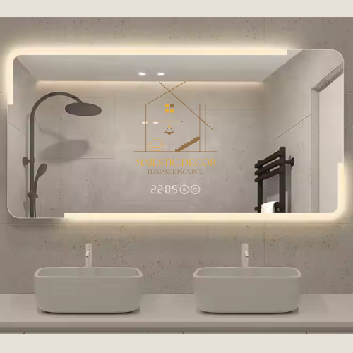 Miroir LED Rétroéclairé 80x60 cm - Écran Tactile, Anti-Buée & Éclairage Personnalisable