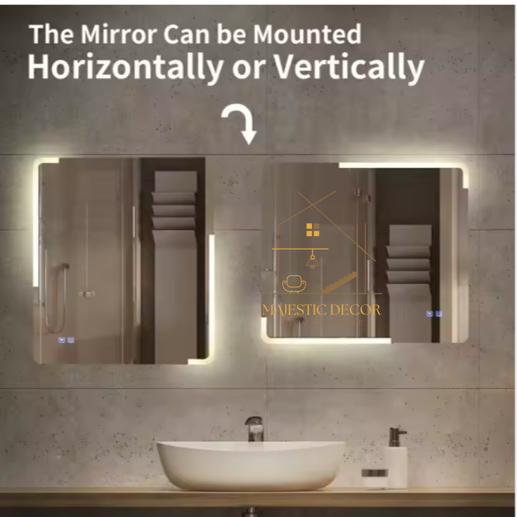 Miroir LED Rétroéclairé 80x60 cm - Écran Tactile, Anti-Buée & Éclairage Personnalisable