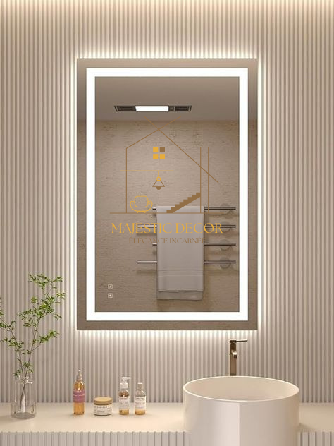 Miroir LED Rectangulaire 60x80 cm - Anti-Buée, Éclairage Réglable