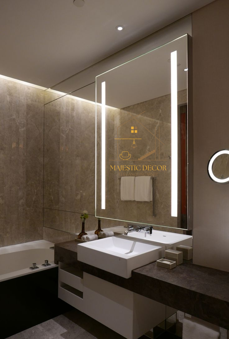 Miroir LED de Salle de Bain 60x80 cm - Anti-Buée, Interrupteur Tactile & Éclairage LED Réglable