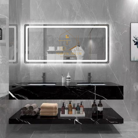 Miroir LED Rectangulaire 100x100 cm - Éclairage Intense, Anti-Buée & Gradation Intelligente