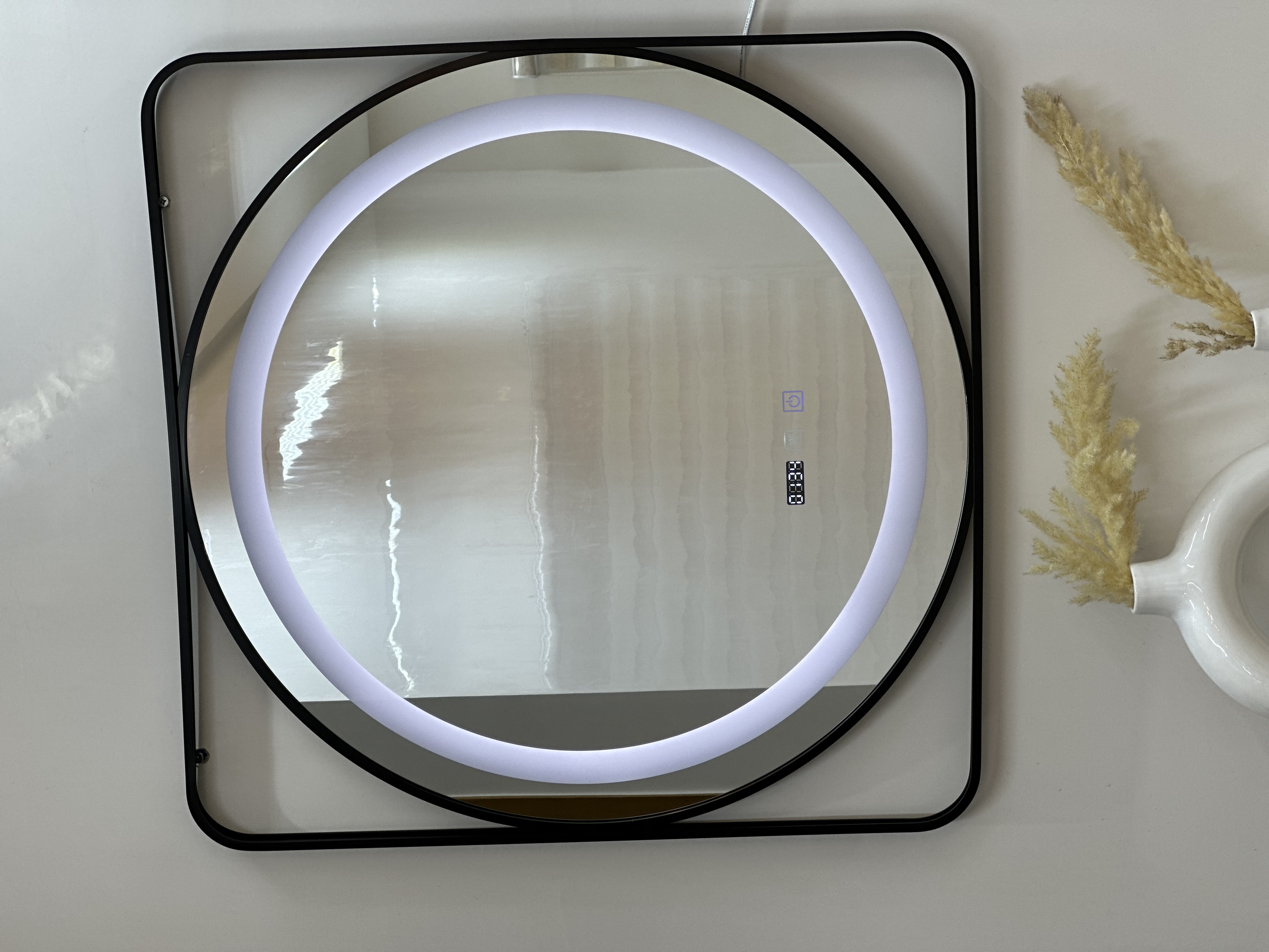 Miroir LED Rond 70cmx70cm Anti-Buée avec Affichage
