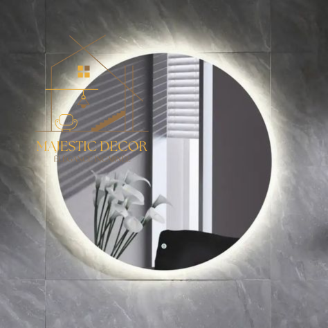 Miroir LED Rond Sans Cadre - Rétroéclairé, Anti-Buée & Tactile