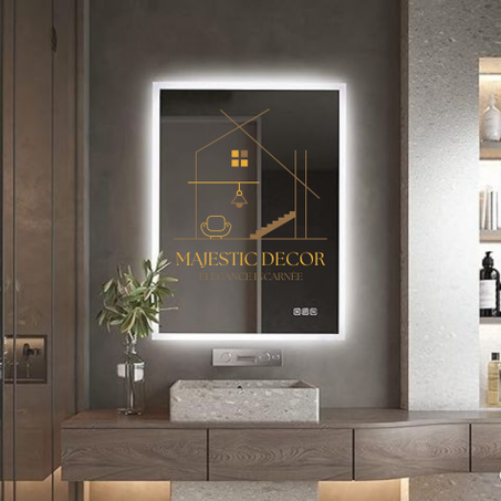 Miroir LED 60x80 cm avec Rétroéclairage - Interrupteur Tactile & Anti-Buée