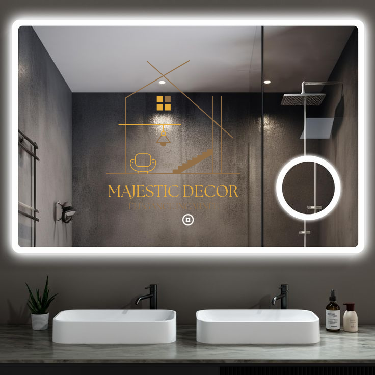 Miroir LED de Salle de Bain 80x60 cm - Éclairage Intelligent, Bluetooth & Grossissement 3X