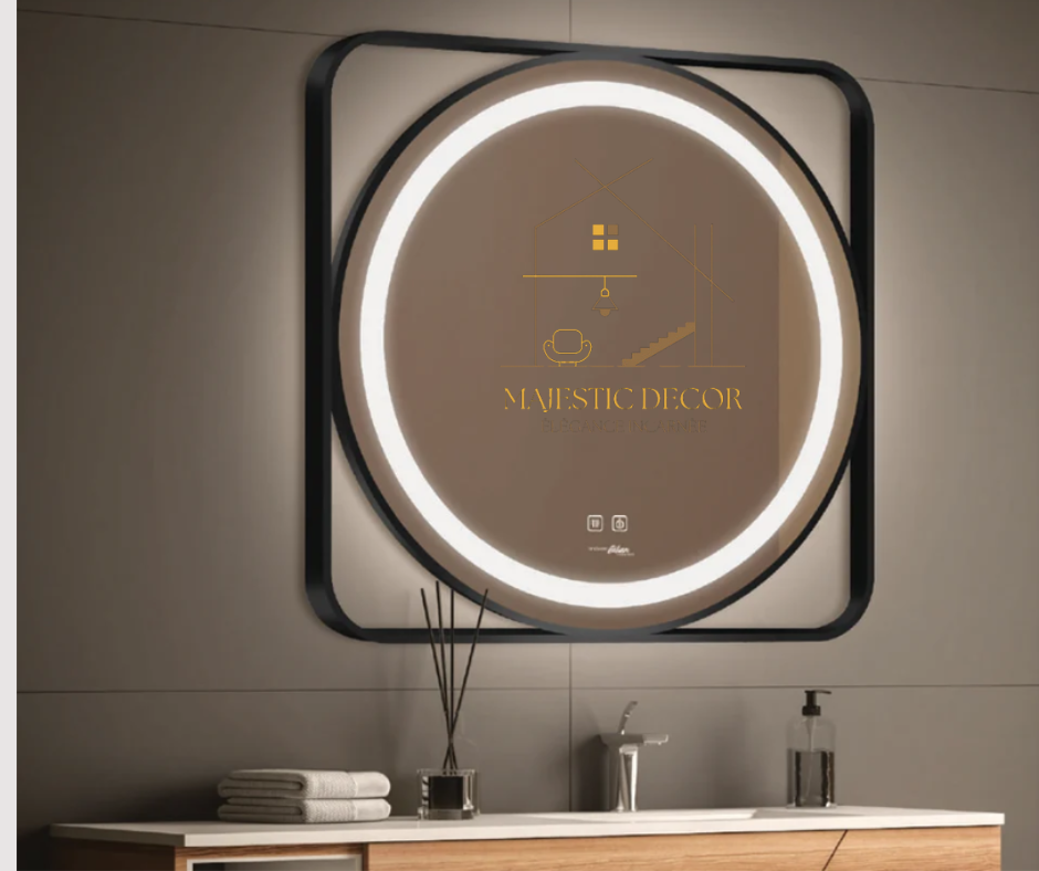 Miroir LED Rond 70cmx70cm Anti-Buée avec Affichage