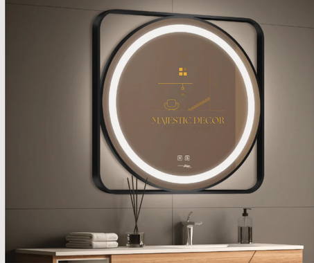 Miroir LED Rond 70cmx70cm Anti-Buée avec Affichage