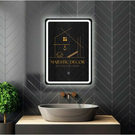 Miroir LED Rectangulaire 60x80 cm - Anti-Buée, Éclairage Réglable