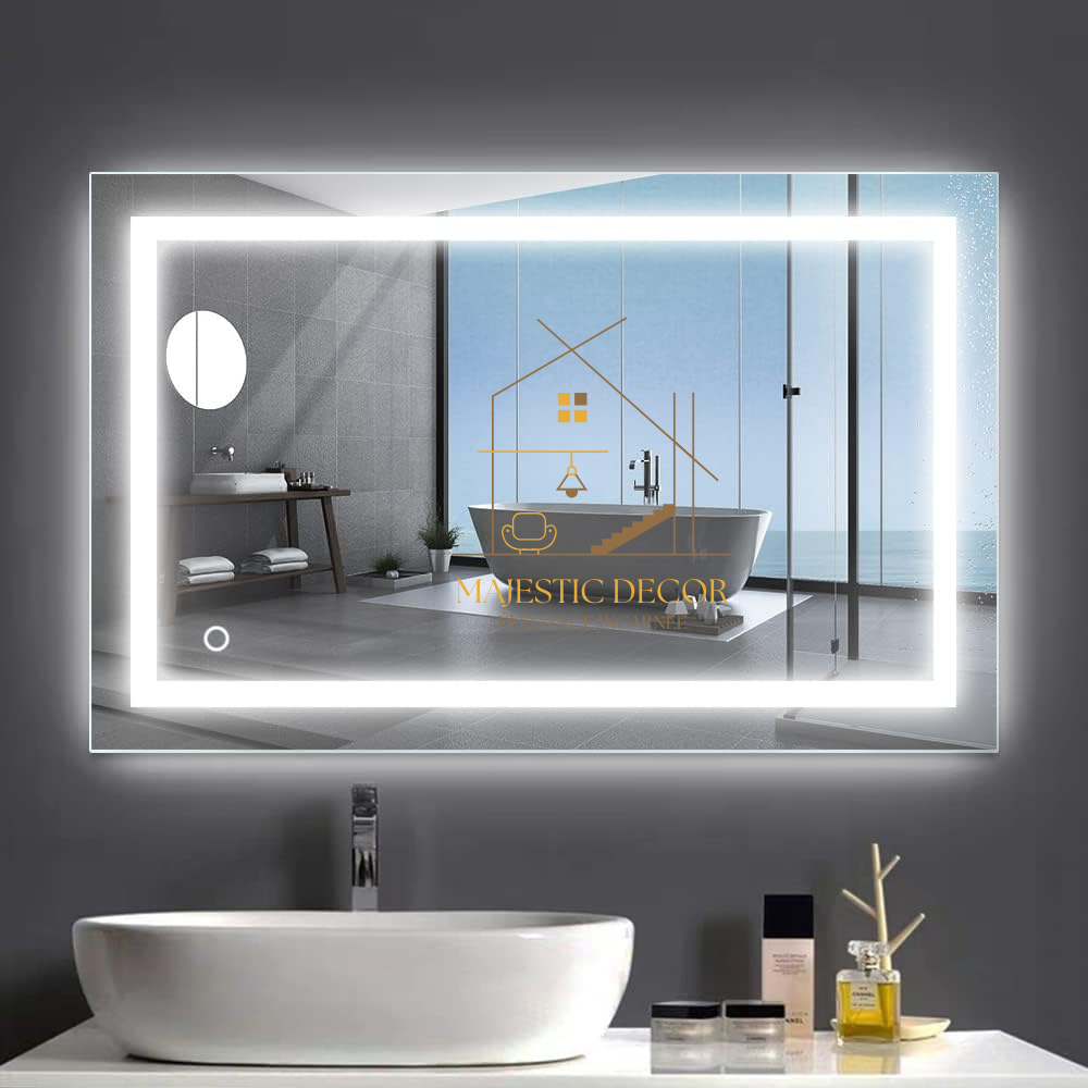 Miroir LED Rectangulaire 60x80 cm - Anti-Buée, Éclairage Réglable