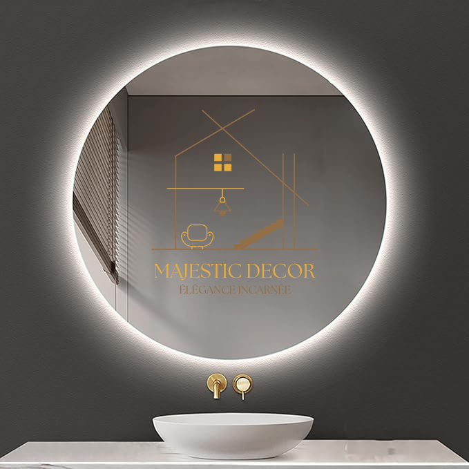 Miroir LED Rond Sans Cadre - Rétroéclairé, Anti-Buée & Tactile
