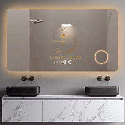 Miroir LED de Salle de Bain 80x60 cm - Éclairage Intelligent, Bluetooth & Grossissement 3X