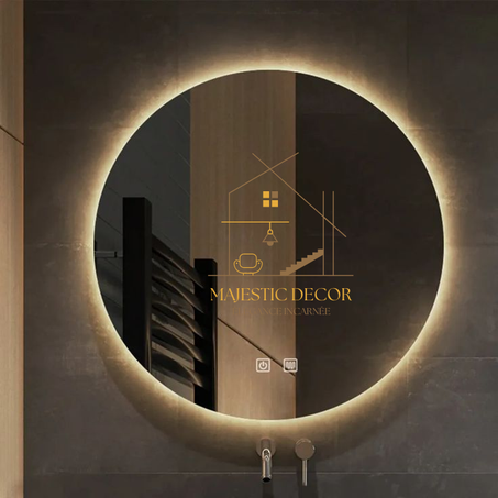 Miroir LED Rond Sans Cadre - Rétroéclairé, Anti-Buée & Tactile
