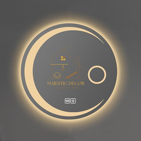 Miroir LED Lune 60x60 cm - Éclairage Artistique, Anti-Buée & Affichage Digital