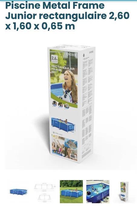 A  Piscine Metal Frame Junior rectangulaire 2,60 x 1,60 x 0,65 m