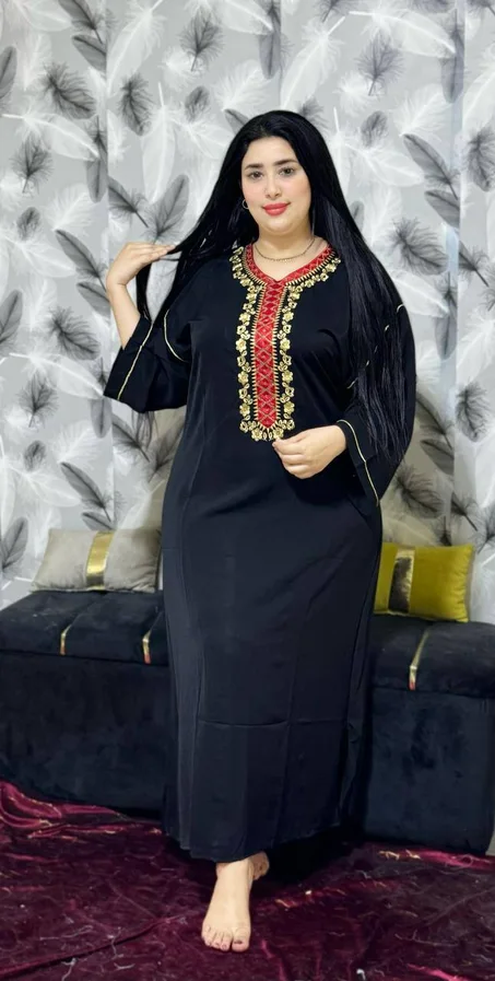 قفطان مطروز كريب مخزاني