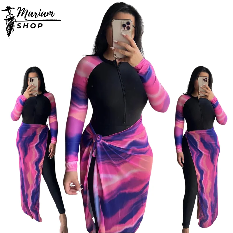 Burkini 4 pièces Bonnet Maillot Colone Cache maillot