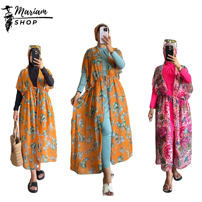 Burkini syclism Haut qualité 6 pièces Bonnet Hijab Colone Robe Cache maillot Biriya